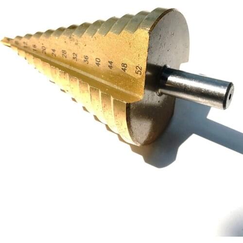 1pc Round shank 4-52mm 13 steps HSS4241 straight step Drill Bit core drill bit TIN Coated cone Step Drill Bit Set hole cutter