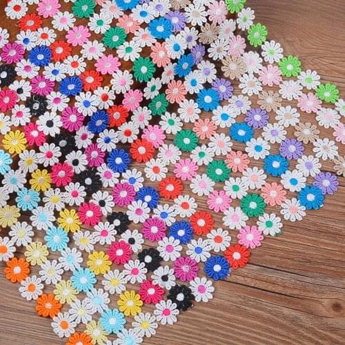 1Yard Colorful Embroidered Lace Fabric Daisy Flower Lace Trim Knitting Wedding Patchwork Ribbon Sewing Clothing Accessories 25mm