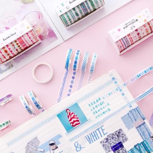 10 Rolls/ Lot Washi Tape Set Pastel Cute 8mm x 2m Decorative Paper Tape Sticker DIY Decor and Craft Supplies Masking DIY Tapes