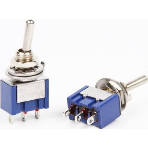 10 Pcs AC ON-ON SPDT 2 Position Latching Toggle Switch 6A 125V MTS102 Shook His Head 3 Foot 2 Rocker SMTS-102