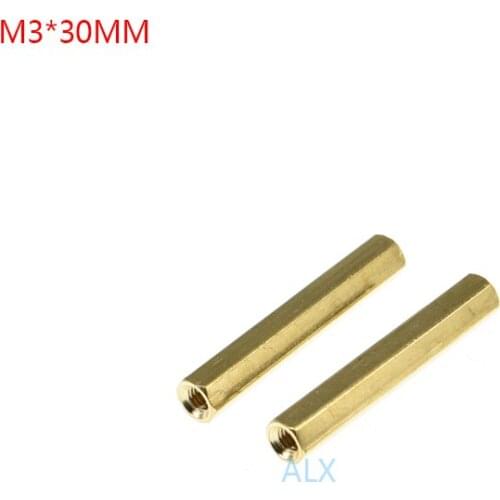 10PCS M3*30MM Hex head Hollow Threaded Copper Pillar M3 30MM Height double pass Hexagonal brass pillar M3*30 M3X30MM for pcb