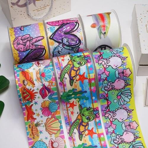 10 Yards 3inch 75mm Cartoon Printing Grosgrain Ribbon For Hair Bows DIY Crafts Handmade Accessories 54863