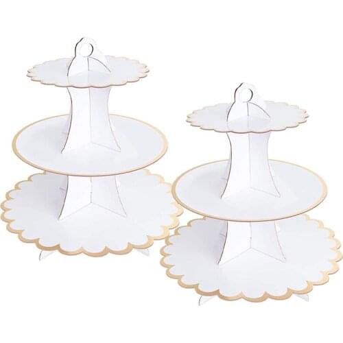 3 Tier Serving Tray Cupcake Tower Cupcake Holders for Parties Wedding Birthday Baby Shower Tea Party Decorations 2 Pcs