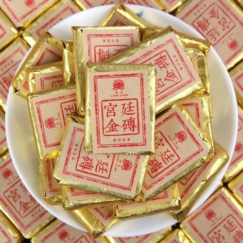 2016 Spring Palace Small Gold Brick Ripe Puer Chinese Tea Yunnan Date Fragrant Small Square Brick Shu Puer Chinese Tea 100g