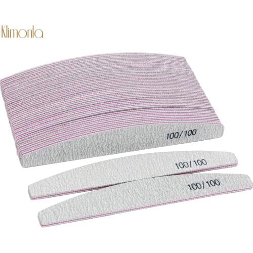 25Pcs/lot Half-Moon-Shaped Nail File 100/100 Gray Sandpaper Fingernail Polishing Grinding Manicure Nails Accessories Tools