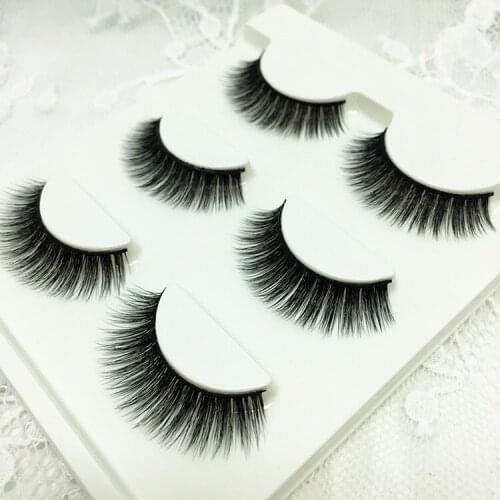 3 Pairs Of Women Ladies Makeup Thick False Eyelashes Eye Lashes Long Black Natural 3D Fake lash Pure handmade Makeup Beauty tool