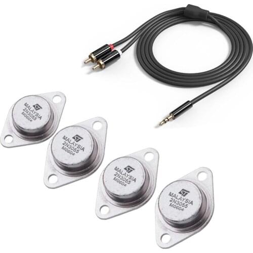 4 x 2N3055 15A 60V NPN AF o Power Transistor TO-3 with Jack 3.5mm to 2 RCA o Cable 1m