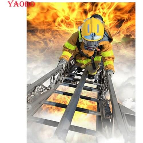DIY 5d diamond painting cross stitch "Firefighters Fire" Full square/round diamond embroidery Full Display mosaic rhinestones