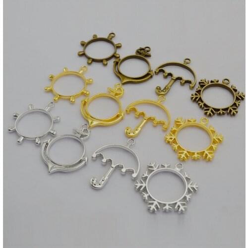 Antique DIY UV Resin Epoxy alloy frame bottom Charm Vintage Charm Photo Frame Tone Ancient Necklace Bracelet Pendant