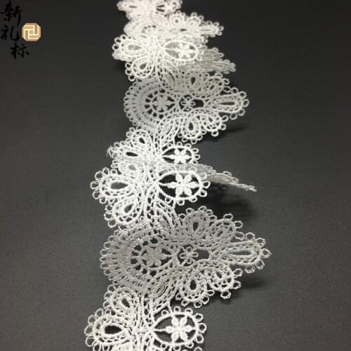 White Embroidery Lace Polyester Yarn Water Soluble Hollow Clavicle Chain Lace Sexy Clothing Sewing Lace Accessories Wide 6.4cm