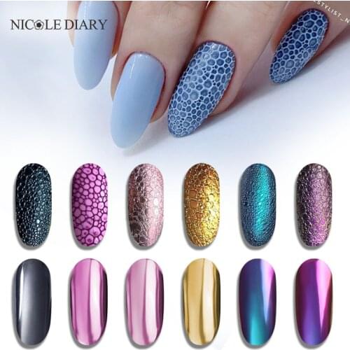 Nail Shimmer Powder Shining Rose Gold Metal Mirror Bubble Effect Nail Chrome Pigment Dust Nail Art Decoration Glitter