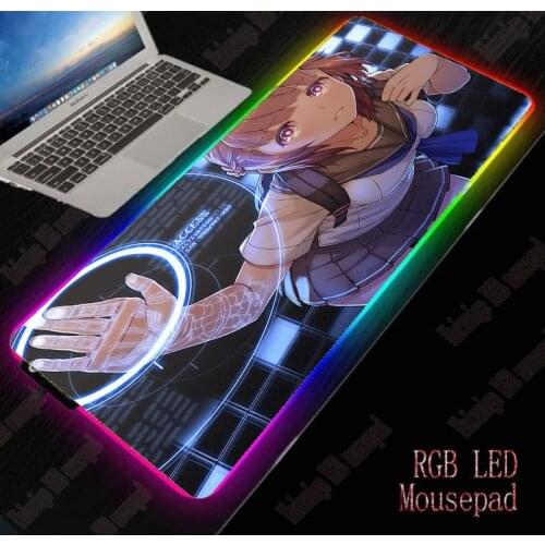 40*90cm Mairuige Blue Anime Girl Large RGB Non-slip LED Mouse Pad Gaming Accessories Laptop PC Mousepad XXL Keyboard Desk Mat