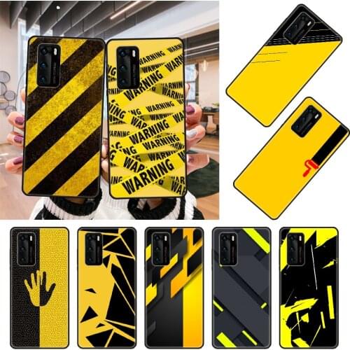 Phone Case For Huawei P20 P30 P40 P Smart Z 2019 P10 Mate 30 10 20 Lite Pro Black Cover Hoesjes Art Coque Trend Yellow block