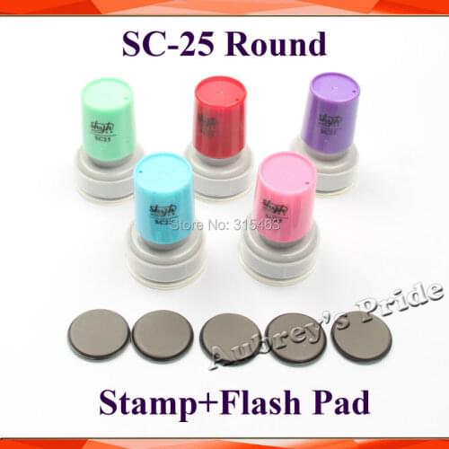 5Pcs Round SK-25mm Holder plus Rubber Pad for Photosensitive Portrait Flash Stamp Machine
