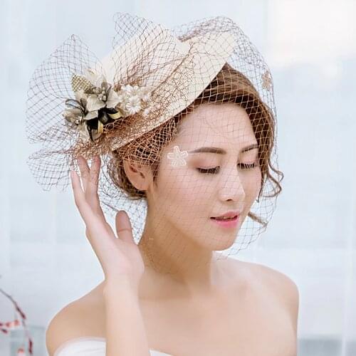 Elegant Women Facinator Hat Wedding Handmade Flowers Headband Wedding Party Hat Headwear Wedding Accessories