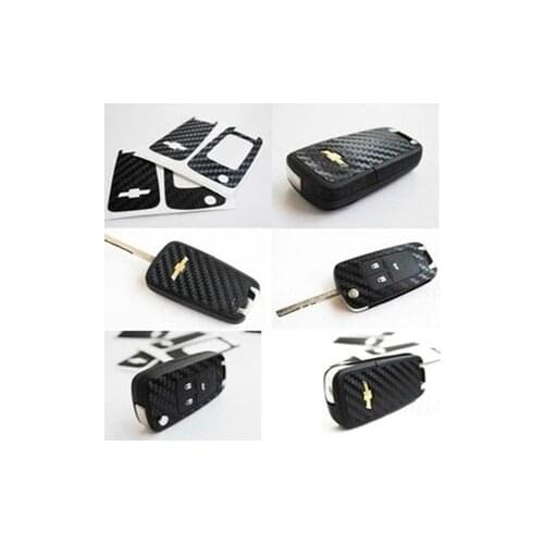 FUNDUOO Carbon Fiber Smart Remote Key Chain Protective Cover Sticker For Chevrolet Cruze Malibu Aveo Car Accessories Styling