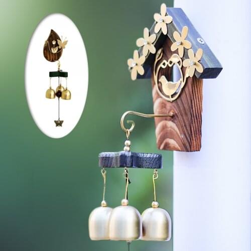 IdYllife Garden Chimes Yard Decoration Home Ornaments Outdoor Copper Bell Bird nest Exterior wind spinner metal Porch melodious