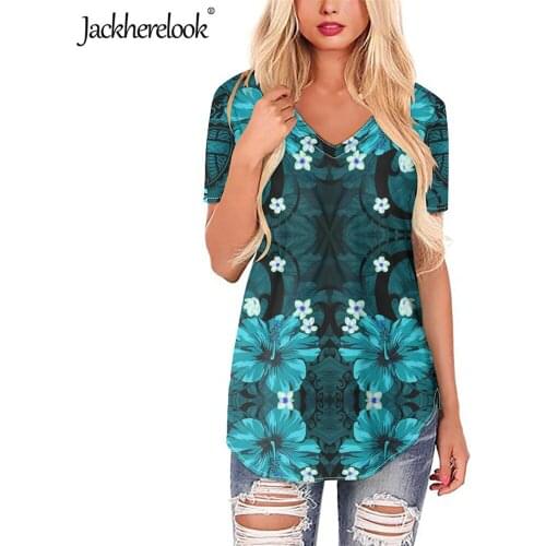 Jackherelook Hawaiian Hibiscus Flower Brand Design Large Size Shirts Summer 2020 Womens Tops Blouses Elegant Short Sleeve Blusas