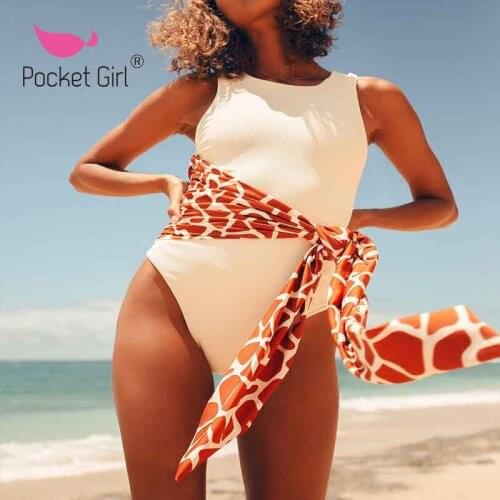 Pocket Girl 2021 Sexy One Piece Swimsuit Female Sexy Swimwear Bandage Leopard Bathing Suit Monokini Swimsuit Women One Piece