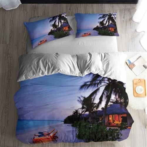 HELENGILI 3D Bedding Set Beach Coconut tree Print Duvet cover set bedclothes with pillowcase bed set home Textiles