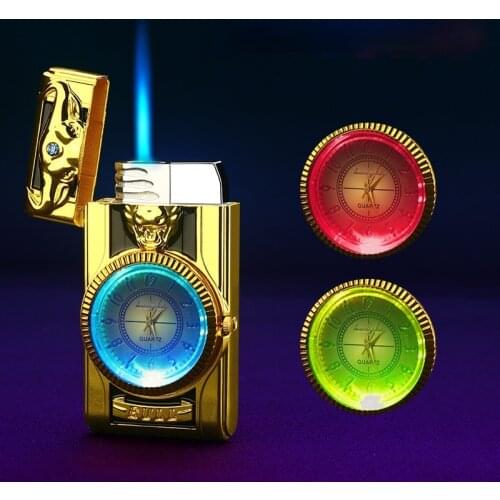 Creative Colorful Watch Windproof Lighter Personalized Metal Lighter Gift for Men Refillable Inflatable Lighter Smoke Accesoires