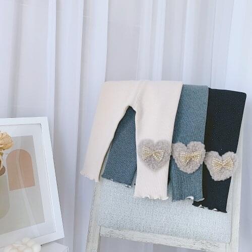 Baby Girl Winter Leggings 2020 New Kids Thicken Plus Velvet Leggings Fashion Love Bow-knot Warm Skinny Pants For Girl 1 2 3 4 Y
