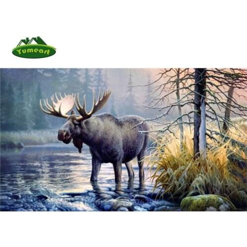 Forest Tree Animals Deer Picture Pattern 5D Diy Diamond Painting DMC Cross Stitch Kits for Embroidery Mosaic Living Room Wall