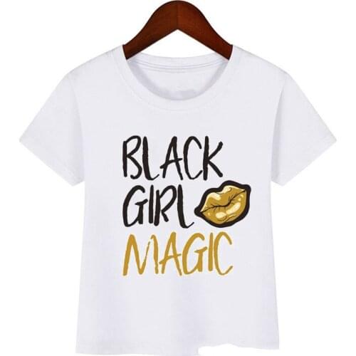 Cute little melanin print funny t shirts lovely baby toddler girls t-shirt black girl magic children clothes summer kids top tee