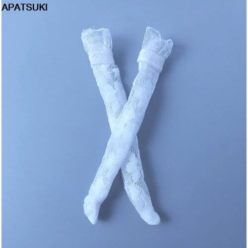 Fashion Princess White Floral Middle Tube Lace Socks for Barbie Doll Accessories Sock for Blythe Licca Dolls Kid DIY Toys 1/6