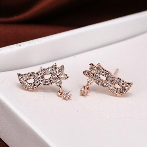 DE242 Fashion Delicacy 4A Zircon Ball Mask Creative Ear Stud GIRLS Gift Party Banquet WOMENS Jewelry Earrings 2021