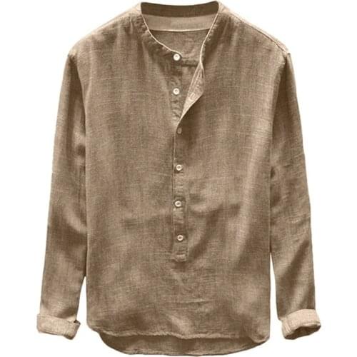 QSuper Spring&Summer&Autumn Cotton Men Shirt Solid Color Casual Mens Shirts Thin Long Sleeve Linen Design Male Shirts Clothing