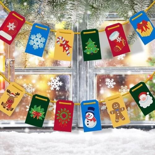 5D DIY Diamond Painting Christmas Decoration Kit Santa Claus Hanging Ornament Lights Rhinestone Diamond Art Craft Gifts Navidad