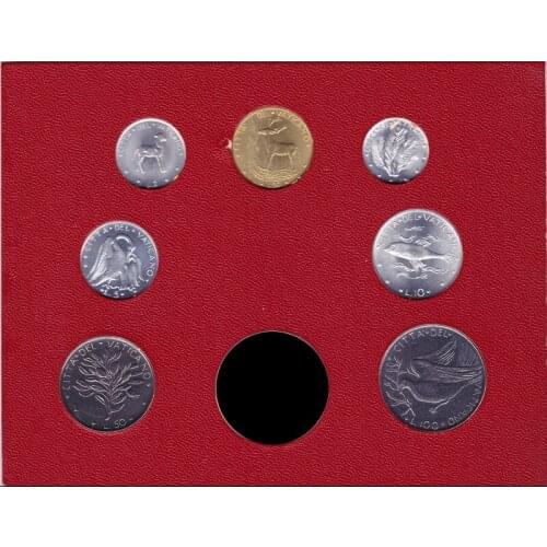 Set of 7 Vatican Coins (1-50,100 Lire) Real Original Coins Collectibles Authentic Unc