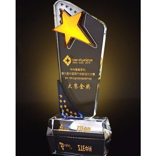 DIY Crystal Competitions Rewards Customized Match Medals Glass Trophy With A Star Miniature Sports Events Awards Home Decor