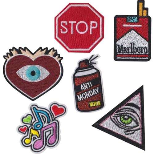 New Music Heart Love Patches Cap Shoe Iron on Embroidered Appliques DIY Letter Apparel Accessories Patch Clothing Fabric Badges