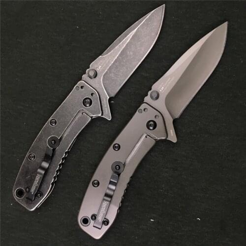 Kershaw 1556BW Cryo II Assisted Flipper Knife 3.25" Blackwashed Plain Blade, Rick Hinderer Framelock Design Pocket Folding knife