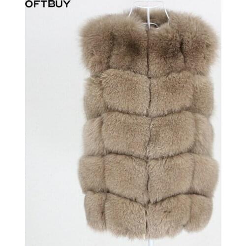 OFTBUY High Quality 2020 New Winter Jacket Women Real Fur Vest Coat Natural Big Fluffy Fox Fur Outerwear Streetwear Thick Warm