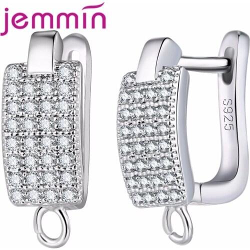 Wholesale 10 Pcs S925 Sterling Sliver Hoop Earrings Fine Jewelry With Paved Micro Crystal Jewelry For Women And Girl