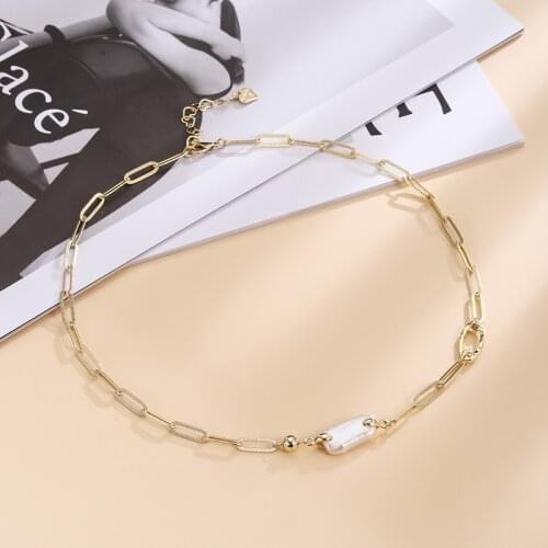 Dorado Baroque New Natural Freshwater Pearl Pendant Necklace For Women Punk Hyperbole Gold Long Link Chain Necklace Party Gift