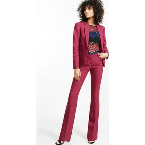 Jacket+Pants Womens Business Suits Office Uniform Designs Burgundy Women Elegant Formal Ladies Trouser Suit 2 Piece Sets Custom
