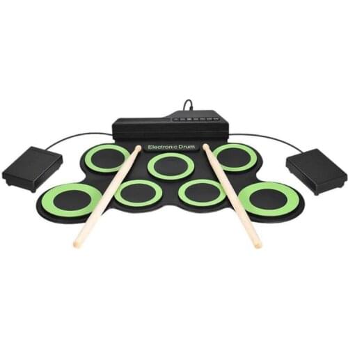 Portable roll-up drum with drum pads pedals timbres demonstration songs rhythms Kids home entertainment general music practice