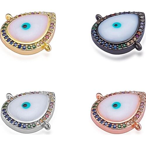 Luxury water drop eye pendant necklace connector jewelry accessories diy miniature precision inlay cubic zircon bracelet gift