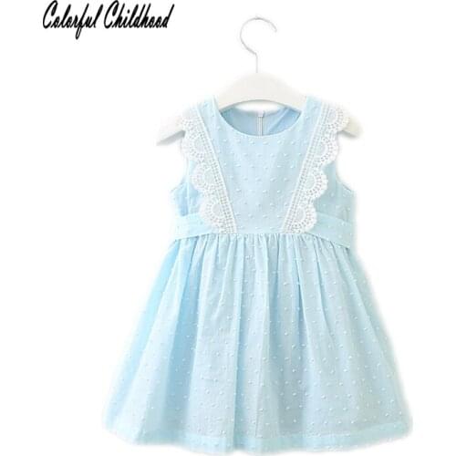 Toddler Kids Girls Christmas Sleeveless Dress New Summer Party Laces Blue Vest Dresses For Girls Sweet Children Clothes for 2-6t
