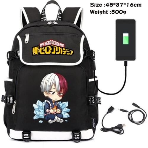 My Boku No Hero Academia Backpack USB Charging Laptop Shoulder School Bag Satchel Knapsack Travel Rucksack Teenager Bookbag