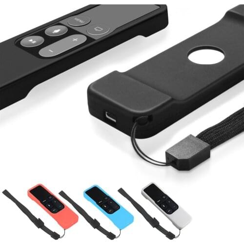 Vococal Silicone Protective Case Cover Skin Sleeve with Lanyard Strap for Apple TV 4th Generation 4 Gen Siri Remote Controller