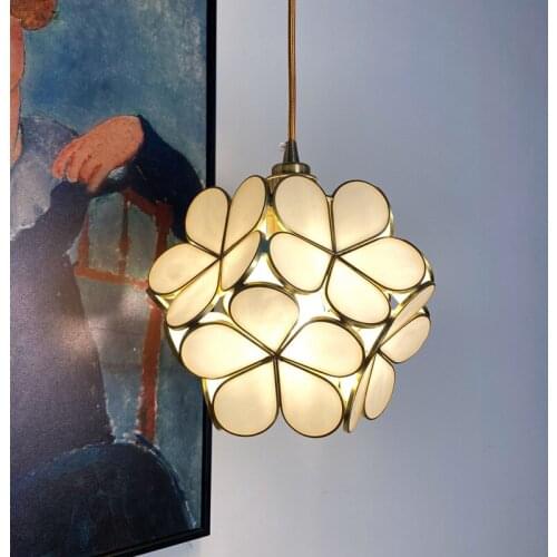 Nordic Ins Glass Lamp Warm Maiden Heart Bedroom Bedside Corridor Copper Chandelier