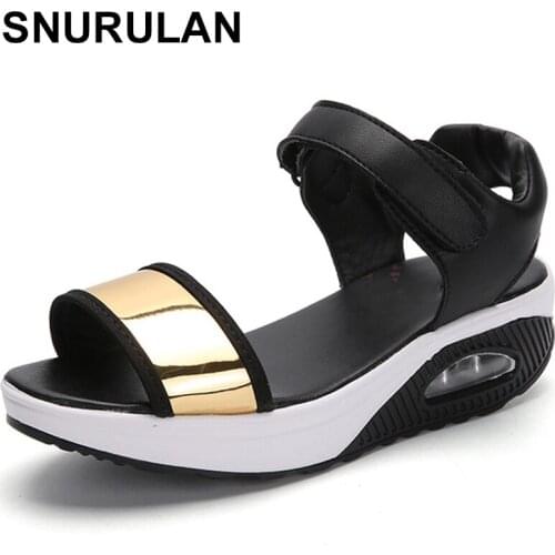 SNURULAN Womens Open Toe Platforms Sandals Summer Soft Walking Sports Sandals Wedges Swing Shoes E518