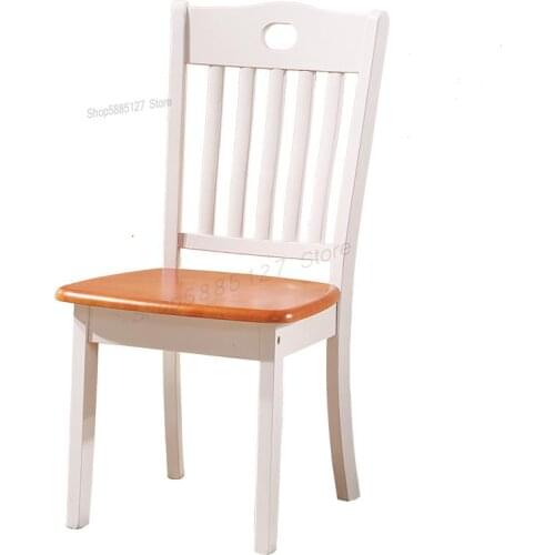 Solid Wood Chair Home Backrest White Adult Wooden Chair Stool Log All Solid Wood Restaurant Dining Chair Mediterranean