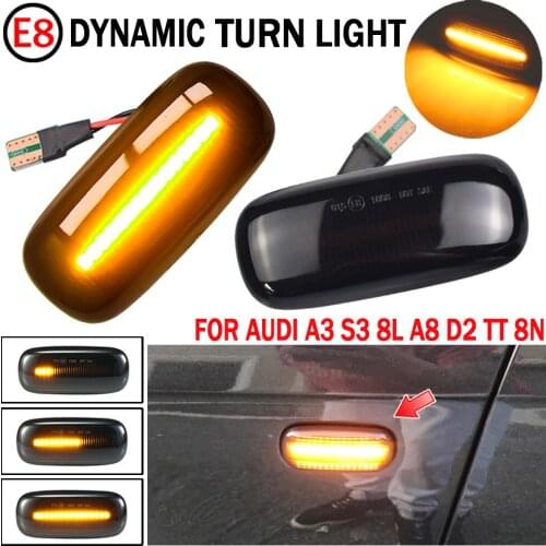 2X LED Dynamic Side Marker Turn Signal Light Indicator For Audi A3 S3 8L 2000-2003 A8 D2 1999-2002 TT 8N 2000-2006