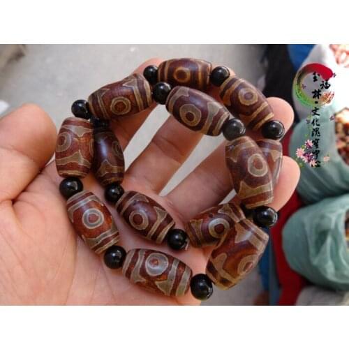 Old Dzi Tibetan Classic Mysterious Dzi Bracelet 7pcs Diz beads Red Color 23mm*14mm Free Shipping